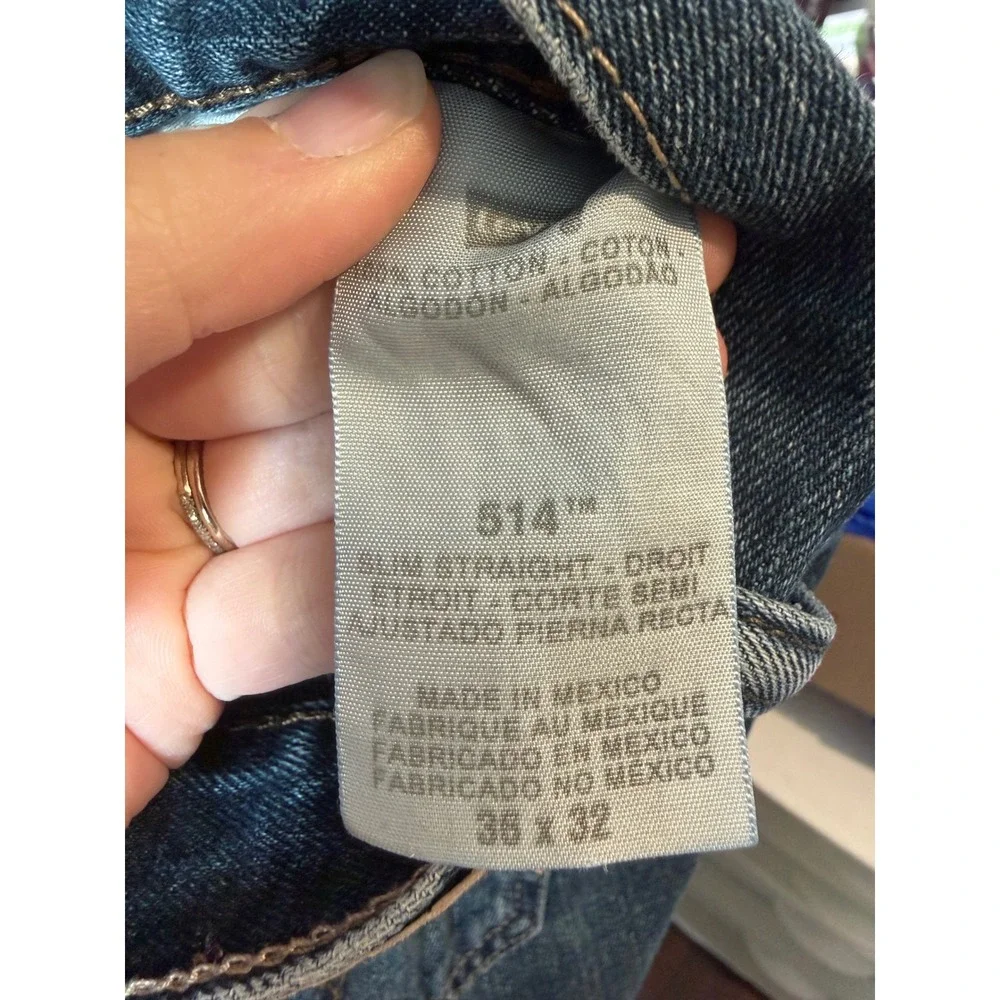 Levis 514 Slim Straight Mens Jeans 36x32 Medium Wash Blue Denim 100% Cotton